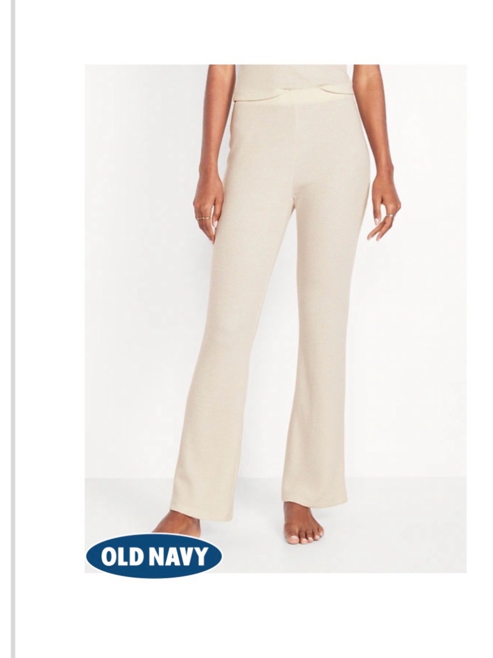 Old Navy Cream Waffle-Knit Lounge Pants with Pink Tie-Dye